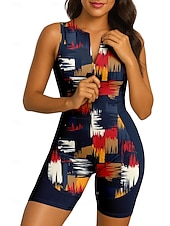 Χαμηλού Κόστους Γυναικεία σετ ρούχων-Γυναικεία Ολόσωμη στολή για τρίαθλο Ποδηλατικό Σετ Τζέρσεϊ Αμάνικο Καλοκαίρι Βαθυγάλαζο Γεωμετρικό Ποδήλατο 3D Pad Γρήγορο Στέγνωμα Υπεριώδης Αντίσταση Μποστινό Φερμουάρ Αντανακλαστικές Λωρίδες