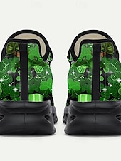  Sneakers da uomo a tema San Patrizio: grafica verde con trifoglio e gatto, comode, perfette per feste di San Patrizio ed eventi divertenti