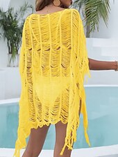 رخيصةأون قفطان-نسائي ملابس السباحة تغطية الجسم فستان السباحة ملابس السباحة مقصوص هامش العطلة ملابس الشاطئ لون الصلبة دون الكتف كم قصير بدلة سباحة