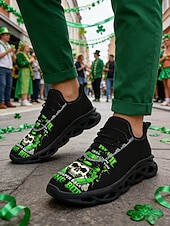  Pánské tenisky s potiskem lebky – unikátní zeleno-černý design s odolnou konstrukcí, ideální na Den svatého Patrika i na běžné nošení