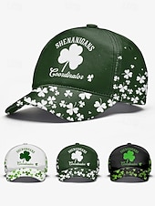 abordables Día de San Patricio-Gorra de poliéster para hombre, "Coordinador de Shenanigans" con estampado de trébol, varios colores, perfecta para el Día de San Patricio y para uso diario.