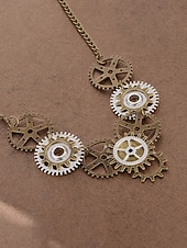 levne Příslušenství-Dámský náhrdelník na Mardi Gras ve stylu steampunk s ozdobami - průmyslový kovový šperk pro karneval a tematické převleky