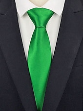 お買い得  アクセサリー-男性用のセントパトリックスデーのグリーンサテンネクタイ。グリーンの複数の色合い、滑らかなポリエステル生地。パレード、パーティー、結婚式、ホリデーのお祝いに最適なクラシックで華やかなスタイルのネクタイ。