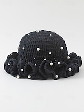 abordables Accesorios-Gorro de punto con trébol y perlas para mujer, varios colores, perfecto para el Día de San Patricio, Carnaval y uso diario.