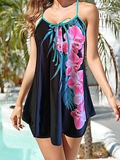 abordables Nadar-Mujer Bañadores 2 piezas Bermudas Traje de baño Espalda al Aire Geométrico Activo Vacaciones Graphic Cuchara Sin Mangas Trajes de baño