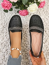 economico Slip-ons e mocassini da donna-Mocassini casual cammello da donna – Loafers slip-on in ecopelle con cinturino in strass perfetti per un abbigliamento quotidiano comodo passeggiate ufficio guida e outfit casual