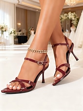 preiswerte Hochzeitsgast-Schwarze Riemchensandalen mit Absatz – elegante Stiletto-Sandalen für Damen, perfekt für Hochzeiten in geschlossenen Räumen, als Hochzeitsgast-Outfit oder als schicke offene Abendschuhe.