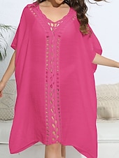 levne Kaftans-Dámské Plavky Přehozy Šaty do vody Sleva až 30% Plavky Vystřižený prázdniny Oblečení na pláž Pevná barva Do V Krátké rukávy Plavky