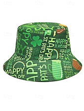 abordables Accesorios-Sombrero de pescador de poliéster para mujer, con trébol y duende del Día de San Patricio, varios patrones, perfecto para el Día de San Patricio y para uso diario.