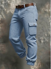 billige Cargobukser-Herre Militærbukser Bukser Vaffelbukser Knapper Multi lomme عادي Anvendelig Daglig utendørs Camping &amp; Vandring Mote Klassisk Svart Himmelblå