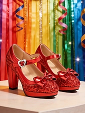 Χαμηλού Κόστους Γυναικεία παπούτσια-Γυναικείες Σατανάδες Χρυσές Γυαλιστερές Mary Jane με Λεπτομέρεια σε Σχέδιο - Λαμπερές Πλατφόρμες Ρετρό Στυλ Γοητείας Ιδανικές για Καρναβάλι και Εορταστικές Γιορτές