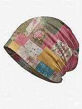 Недорогие Женские шляпы-Женская эластичная шапка-бини из хлопковой смеси в стиле «богем», с разноцветным узором, можно носить как утеплитель для шеи, идеально подходит для повседневной носки и активного отдыха