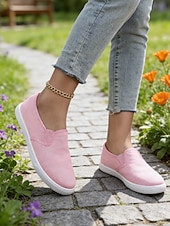 olcso Női tornacipők-női vászon bebújós tornacipők – könnyű, minimalista lapos cipők mindennapi ügyintézéshez, parkban sétáláshoz és hétvégi villásreggelihez