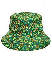 abordables Accesorios-Sombrero de pescador de poliéster para mujer, con trébol y duende del Día de San Patricio, varios patrones, perfecto para el Día de San Patricio y para uso diario.