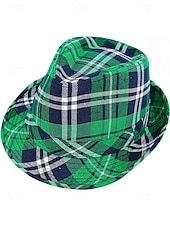abordables Accesorios-Conjunto de accesorios para disfraz de San Patricio para hombre: sombrero, pajarita y tirantes a cuadros verdes, poliéster con múltiples estampados, ideal para desfiles y fiestas irlandesas.