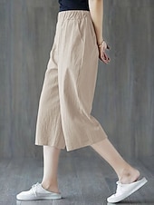 olcso Alapvető műbőr alsók-Női Capri nadrágok Műpamut ágynemű Nadrág Nyári nadrág Szabadság Alap Alkalmi Borjú-hossz Magas derék Sima Zseb Elasztikus derékpánt Mokaszinok Mekano Légáteresztő Nyúlós Tengerpart Szabadság Fekete