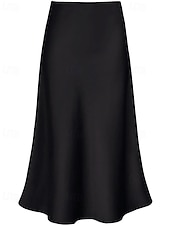 abordables Faldas Formales-Mujer Elegante Moda Maxi Alta cintura Faldas Plano Frunce Rígido Diario Calle Negro Champaña Verde Ejército Verde Trébol Verano