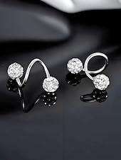 ieftine Cercel de damă-Cercei rotunzi din aliaj pentru femei cu design cu bilă de cristal, eleganți și stilați pentru ținute casual și de seară