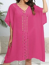 levne Kaftans-Dámské Plavky Přehozy Šaty do vody Sleva až 30% Plavky Vystřižený prázdniny Oblečení na pláž Pevná barva Do V Krátké rukávy Plavky