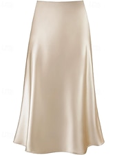 abordables Faldas Formales-Mujer Elegante Moda Maxi Alta cintura Faldas Plano Frunce Rígido Diario Calle Negro Champaña Verde Ejército Verde Trébol Verano