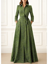 halpa Lattian pituus-A-Linjainen Lattiahihna Paitapuku Häidenvieras-puku Viralliset Puvut Äidin Puku Pitkähihaisella Laivakaula-aukolla Elegantti Virallinen Pitkiä Nauha  Nauha