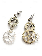 cheap Accessories-Women's Mardi Gras Multi-Style Asymmetrical Steampunk Gear Earrings - Alloy Drop Dangle for Carnival, Cosplay and Masquerade