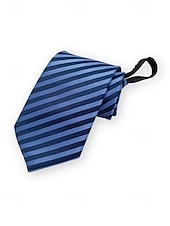 billiga Bröllop ACC-herrslips med dragkedja, färdigknuten slips i polyester med dold dragkedja, klassisk randig affärsmodell, flerfärgade alternativ, för bröllop, kontorskläder och eleganta vardagsevenemang