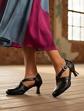 billige 1950-talls retro-Damesko i burgunderfarget skinn fra 1950-tallet – elegante Mary Jane-hæler med justerbar spenne for formelle arrangementer, fester og hverdagsbruk
