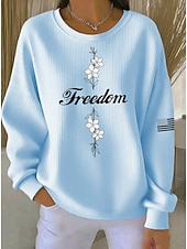 abordables Humor y Citas Sudaderas-Mujer Pullover Estampado Graphic Letra Cálido Clásico Casual Manga Larga Cuello Barco Tops regulares Casual Hogar Calle Azul Piscina Amarillo Claro Rosa Claro Bleu Ciel Negro Primavera Otoño