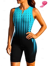 economico Abbigliamento Triathlon Donna-Per donna Maglia da Ciclismo Tuta da triathlon Maglia da downhill Senza Maniche Estate Primavera Autunno Blu Geometrico Sfumatura Bicicletta Protezione solare Resistente ai Raggi UV Cuscinetto 3D