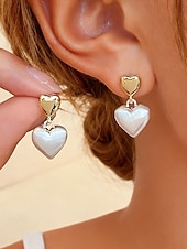 billige Valentinsdag-Dame Øredobber Dråpeøreringer Elfenben Imiterte perler Legering Elegant Mote Glitter Kjærlighetshjerte