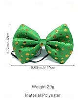  男性用の聖パトリックの日のスパンコール蝶ネクタイ、シャムロックと祝祭の模様が入った緑のポリエステル生地、アイルランドのパーティー、パレード、バー、休日のお祝いに最適な調節可能なドレス用蝶ネクタイ