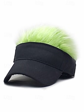 abordables Día de San Patricio-Sombrero de visera de poliéster para hombre con peluca sintética colorida, disponible en varios colores, perfecto para el Día de San Patricio, carnaval y ocasiones festivas.