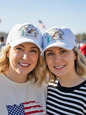  כובע רקום לגברים - יום השנה ה-250 לארה"ב, רב צבעים, יום העצמאות האמריקאי, עיצוב נשר פטריוטי ופסל החירות, התאמה מתכווננת לחגיגות חוץ וחגים