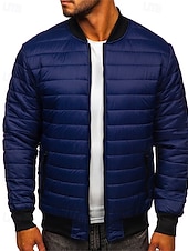 economico Piumini e parka da uomo-Per uomo Cappotto Invernale Giacca imbottita Tasca Poliestere Vacanza Abbigliamento quotidiano Data Regolare Moda Casual Confortevole Calore Termico Autunno &amp; Inverno Colore Solido / Tinta Unita Nero