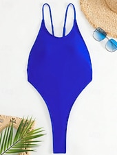 economico Costumi interi-Per donna Costumi da bagno Intero Costume da bagno Perizoma intero Senza schiena Vacanza Abbigliamento da Spiaggia Tinta unica Girocollo Senza Maniche Costumi da bagno