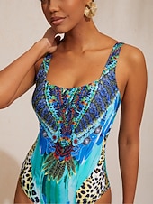 זול בגדי ים של מעצבים-נקבה בגדי ים חתיכה אחת בגד ים רפידות נשלפות כיווץ בוהו פייזלי דמשק פול מרובע בגדי ים דפוס חדש חופשה בגדי חוף סגנונות חוף