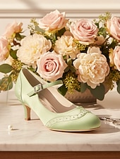 economico Madre della Sposa/Sposo-Mary Jane in raso blu navy da donna: eleganti scarpe da sposa con borchie di cristalli e tacco a gattino per la madre della sposa, cerimonie in chiesa ed eventi formali