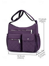 Недорогие Сумки через плечо-Женская стеганая нейлоновая сумка через плечо с множеством карманов — вместительная водонепроницаемая сумка для путешествий, работы и повседневного использования.