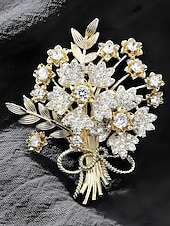 levne Svatba ACC-Dámská brož z imitace diamantů ze slitiny – elegantní květinový vzor ve zlaté a stříbrné barvě, ideální pro svatby a zvláštní příležitosti