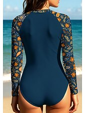 preiswerte One Pieces Rash Guards-Damen Regulär Anti UV Shirt Badeanzug Badeanzug Bademode Blumen Paisley-Muster Tropisch mit integriertem BH UPF50+ UV Schutz Elastisch Langarm Bademode Bodysuit Surfen Strand Wassersport Sommer