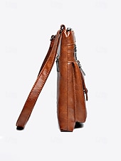 Недорогие Сумки через плечо-Женская сумка через плечо из искусственной кожи с несколькими карманами на молнии, регулируемым ремешком, доступна в нескольких цветах — идеально подходит для повседневных прогулок и повседневного использования.