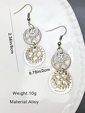 levne Příslušenství-Ženské Mardi Gras Antiquované Slitinové Ozubené Kolo a Klíč Visací Náušnice - Vícebarevný industriální doplněk pro karneval a tematické párty