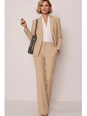 abordables Trajes de Mujer-Mujer Trajes de 3 piezas Coordinados Oficina Trabajo Formal Tejido elástico Elegante Vintage Sencillo Sin Mangas Manga Larga Muesca Cuello halter Recto 1 botón