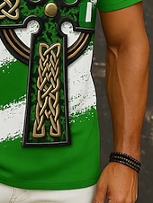 billiga Semester-St Patrick Herr Grafisk Kors T-shirt Kortärmad tröja T-shirt T-shirt T-tröja Kortärmad T-shirt 3D-tryck Rund hals Skjorta Dagligen Designer Ledigt Fest St Patricks Day Helgdag Vit Grön Sommar Vår