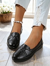 halpa Naisten mokkasiinit ja loaferit-Naisten siniset pehmeät penny loafers solmukehyksellä – Mukavat liukuvalot ajokengät toimistotyöhön rento kävely ja päivittäiseen käyttöön