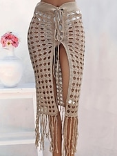 abordables Falda cruzada-Mujer Bañadores Tapadera Vestido de Baño Falda Traje de baño Cortado Vacaciones Ropa de playa Color sólido Sin Mangas Trajes de baño