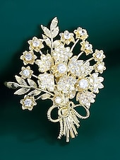 levne Svatba ACC-Dámská brož z imitace diamantů ze slitiny – elegantní květinový vzor ve zlaté a stříbrné barvě, ideální pro svatby a zvláštní příležitosti