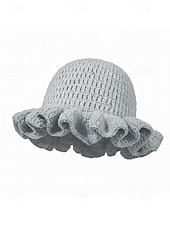 お買い得  アクセサリー-女性用クロシェラッフルバケットマルディグラハット – カーニバル、コスチュームパーティー、ボヘミアンシックスタイル用の多色レインボーニットフェスティバルキャップ