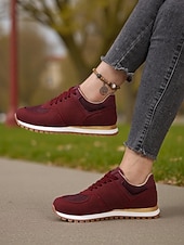 economico Sneakers da donna-Sneakers da jogging classiche retrò beige da donna – scarpe da passeggio casual basse con lacci e suola antiscivolo per l'uso quotidiano, la scuola e i viaggi